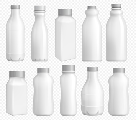 Milk bottle plastic. Blank package with cap