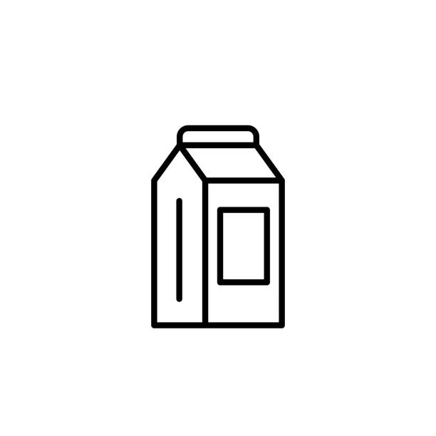 ilustrações, clipart, desenhos animados e ícones de ícone da caixa de leite da caixa. utensílios de cozinha para cozinhar a ilustração. símbolo de estilo de linha simples. - caixa de leite