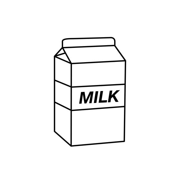 ilustrações, clipart, desenhos animados e ícones de ícone do café da manhã de caixa de leite em estilo de linha fina - caixa de leite