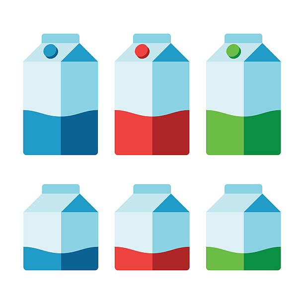 ilustrações, clipart, desenhos animados e ícones de caixas de leite definidas - caixa de leite