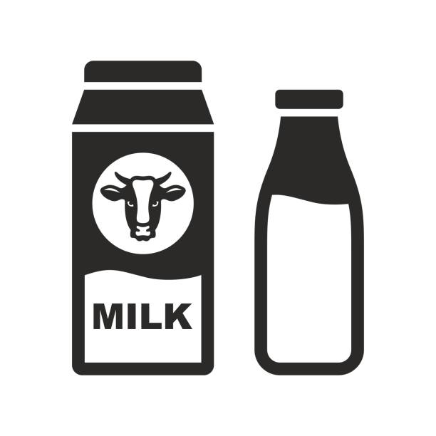 Milk icon. Bottle of milk. Packed milk. Vector icon isolated on white background. breakfast silhouettes stock illustrations