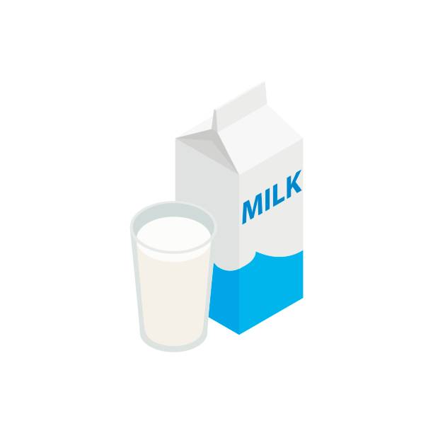 ilustrações, clipart, desenhos animados e ícones de ícone de leite, estilo 3d isométrico - caixa de leite