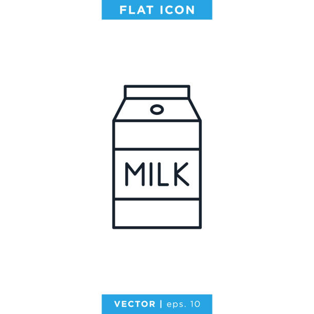 ilustrações, clipart, desenhos animados e ícones de modelo de design de ilustração de estoque vetorial do ícone do leite. traçado editável - caixa de leite