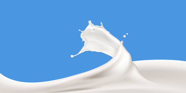 stockillustraties, clipart, cartoons en iconen met melk of yoghurt swirl geïsoleerd op blauwe achtergrond - room