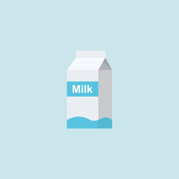 ilustrações, clipart, desenhos animados e ícones de estilo liso do ícone do bloco do leite - caixa de leite