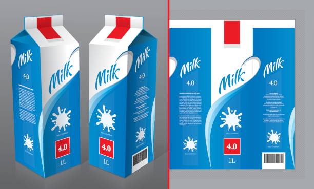 ilustrações, clipart, desenhos animados e ícones de projeto de pacote de leite - caixa de leite