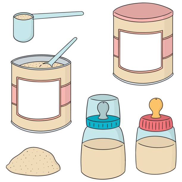 ilustraciones, imágenes clip art, dibujos animados e iconos de stock de leche en polvo - baby formula