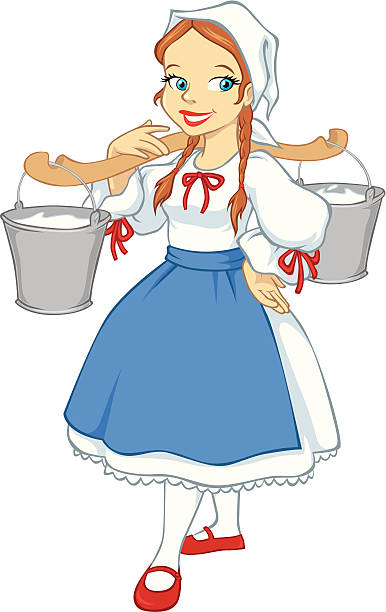 Milkmaid vector art illustration