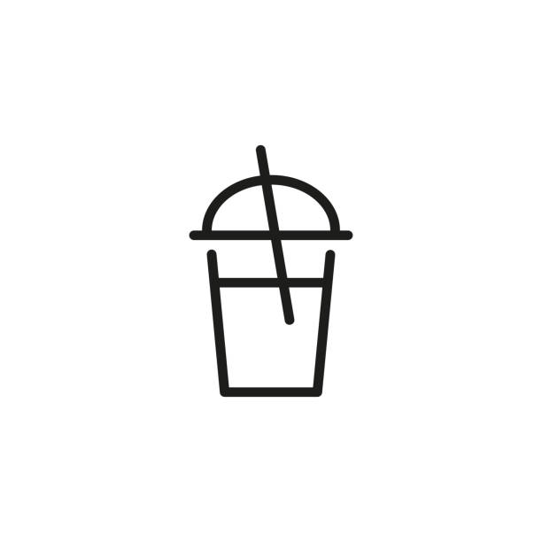 Milkshake takeaway line icon Milkshake takeaway line icon. Ice coffee, glass, smoothie. Drink concept. Can be used for topics like menu, bar, coffee shop smoothie clipart stock illustrations