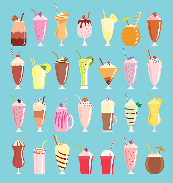 Milkshakes vector art illustration