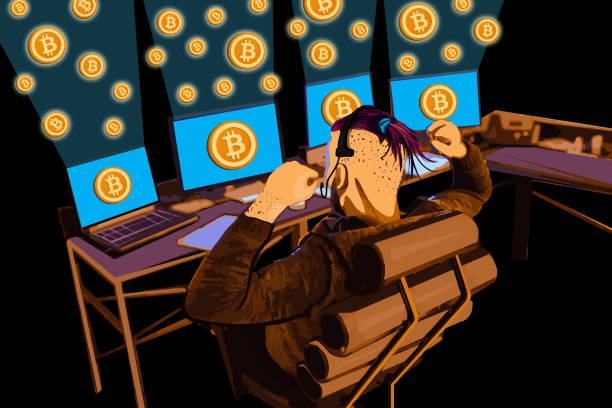 Millennial analyzing the crypto-market vector art illustration