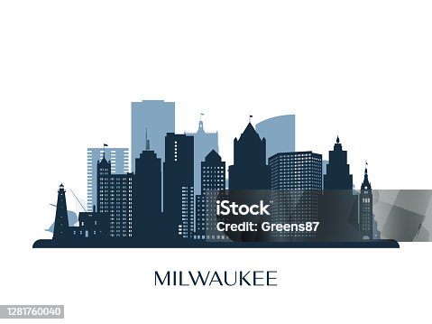 istock Milwaukee skyline, monochrome silhouette. Vector illustration. 1281760040