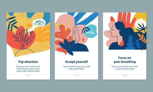 Mindfulness Meditation Practices vector art illustration
