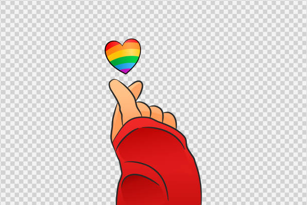 ilustrações, clipart, desenhos animados e ícones de mini sinal de coração com forma de coração lgbt arco-íris isolado em png ou fundo transparente, símbolo de orgulho lgbt gay, ilustração vetorial - homofobia