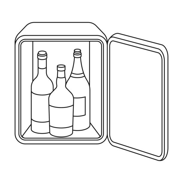 Mini-bar icon in outline style isolated on white background. Hotel symbol stock vector illustration. Mini-bar icon in outline style isolated on white background. Hotel symbol vector illustration. hotel minibar stock illustrations