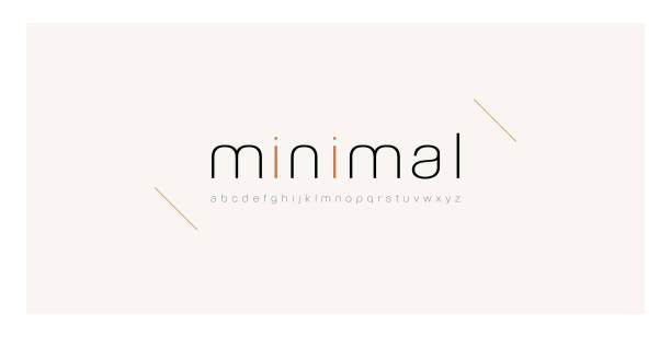 minimal yazı tipi yaratıcı modern alfabe. tipografi ince çizgi düzenli küçük. minimalist stil yazı seti. vektör illüstrasyon - minimalist stock illustrations