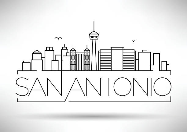 Minimal San Antonio City Linear Skyline with Typographic Design Minimal San Antonio City Linear Skyline with Typographic Design san antonio stock illustrations