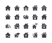 istock Minimal Set of Smart Home Glyph Icons 964816778