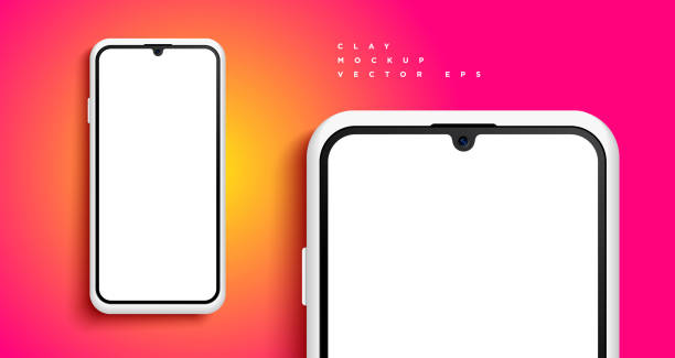 Minimalist clean modern clay mockup smartphones for presentation, application display, information graphics etc. Vector EPS. phone cover stock illustrations