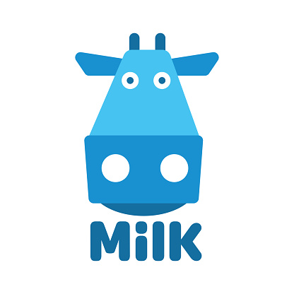 Minimalist Cow icon - head of a horned cow - emblem, logo design