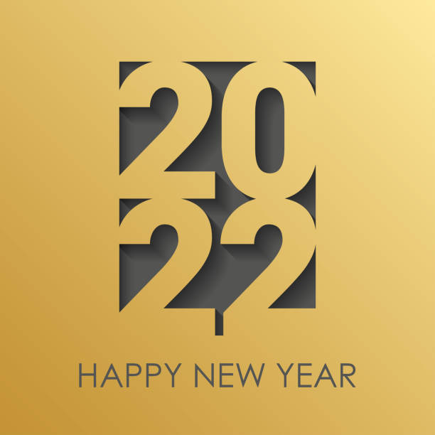 illustrations, cliparts, dessins animés et icônes de carte minimaliste happy new year gold. calendrier 2022, invitation. illustration vectorielle. - 2022