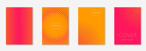 Minimalistic cover template set with gradients Gradient cover template set. Minimal trendy layout with halftone. Futuristic gradient cover template for banner, presentation and brochure. Minimalistic colorful shapes. Abstract business illustration music patterns stock illustrations