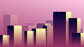 Minimalistic futuristic three-dimensional vector illustration of the city. Houses and skyscrapers.