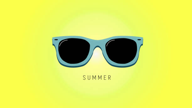 Minimalistic summer background with sunglasses. Flat design style. Sunglasses silhouette. Simple icon. Modern flat icon in stylish colors. Web site page and mobile app design element. vector art illustration