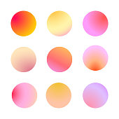 Set of pastel round shapes, stains, blobs isolated on white.
