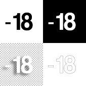 istock -18, Minus eighteen. Icon for design. Blank, white and black backgrounds - Line icon 1390788917