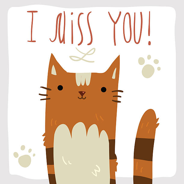 I Miss You postcard. vector art illustration