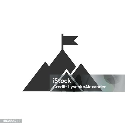 istock Mission champion icon in flat style. Mountain vector illustration on white isolated background. Leadership business concept. 1183888242