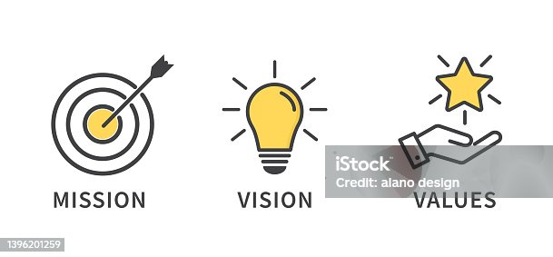 istock Mission, Vision and Values icon. Organization mission. Success and growth concepts. flat design. Vector illustration 1396201259