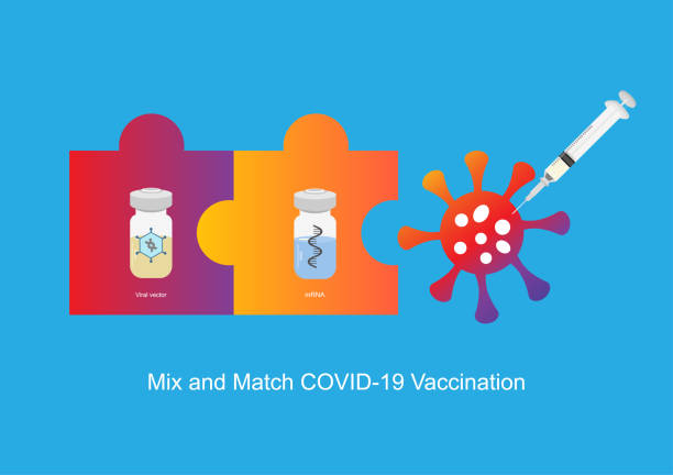 Mix and match covid-19 vaccination. vector art illustration