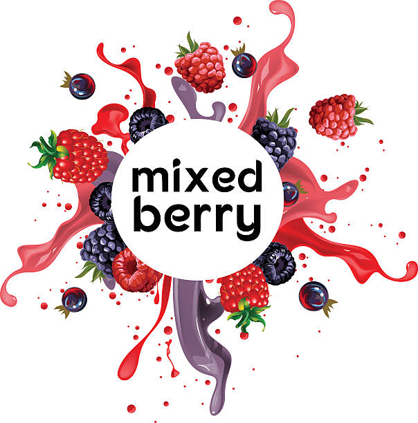 mixed berry punch drink mixed berry such raspberry, blueberry, with splashing water, suitable for drink or beverages. berry stock illustrations