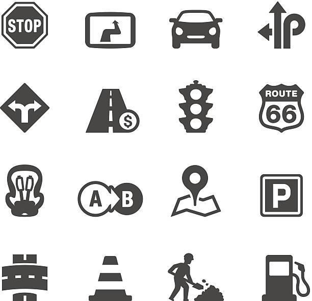 Mobico icons - Road Trip Mobico icons collection - Road Trip road symbols stock illustrations