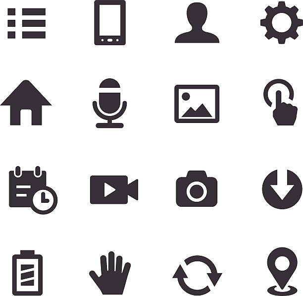 mobile kontrolle icons set-acme series - herunterladen fotos stock-grafiken, -clipart, -cartoons und -symbole
