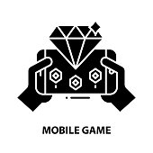 istock mobile game icon, black vector sign with editable strokes, concept illustration 1291168974