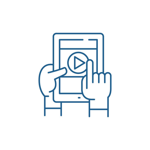 ilustrações de stock, clip art, desenhos animados e ícones de mobile learning line icon concept. mobile learning flat  vector symbol, sign, outline illustration. - mobile phone