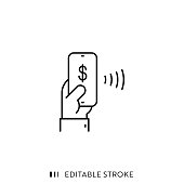 Mobile Payment Icon with Editable Stroke and Pixel Perfect.