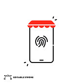 Access with Fingerprint Icon with Editable Stroke