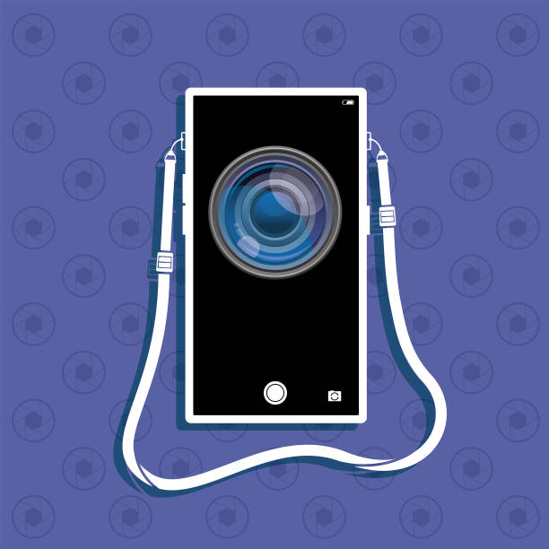 mobile phone camera lens photography vector art illustration