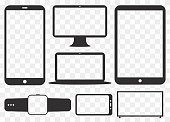 Transparent and Flat Icons for Digital Devices.