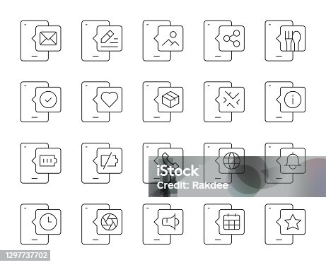 istock Mobile Phone - Thin Line Icons 1297737702