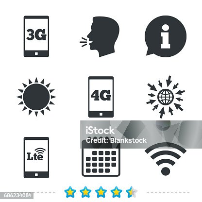 istock Mobile telecommunications icons. 3G, 4G and LTE. 686234084