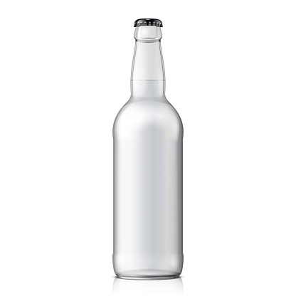 Mock Up Glass Beer Clean Bottle On White Background Isolated. Ready For Your Design. Product Packing.