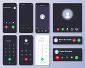 istock Mockup incoming call, voicemail screen, smartphone interface vector template. Flat UI, UX for application. New Call screen template. Vector isolated illustration touch screen telephone interface 1325983726