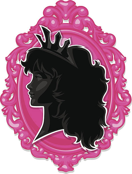 mod pink princes cameo princes cameo silhouette over an ornate frame cameo brooch stock illustrations