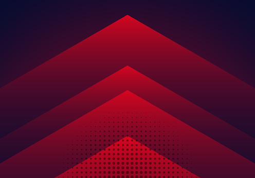 Modern abstract background red and blue gradient arrow shape overlapping layer with halftone effect
