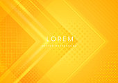 istock Modern abstract background yellow gradient arrow shape overlapping layer with halftone effect. 1319242587